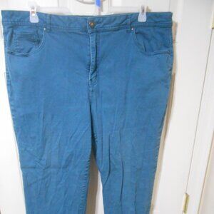 CATHERINE'S SIZE 22W SLIMMER CLASSIC FIT TURQUOISE COLORED JEANS STRETCH DENIM